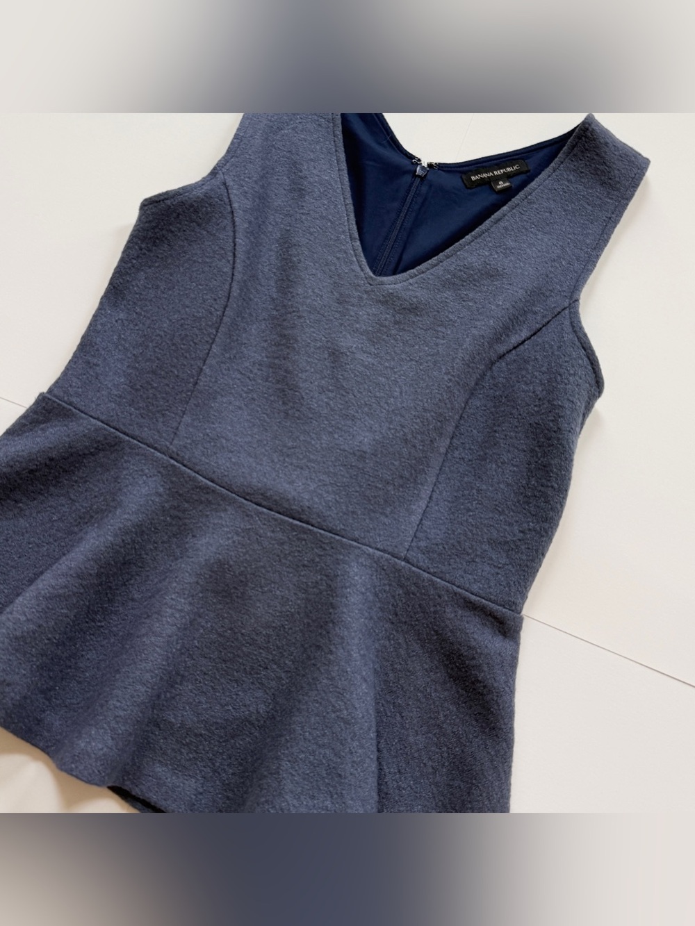 Banana Republic Textured Navy V-Neck Top